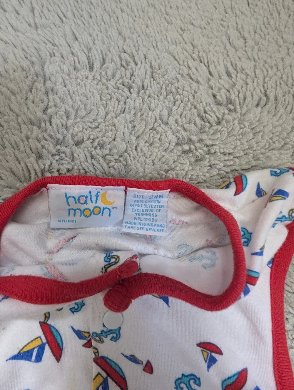 Vintage 90s Half Moon Nautical Sailboat Anchor Romper One Piece | 24 Months